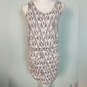 Soft Joie Gray and White Bond Ikat Zig Zag Tank Dress